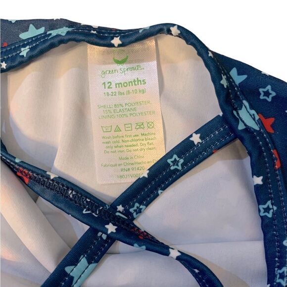 Swim Diaper Bathing Suit Baby Girl Green Sprouts Size 12 Months New With Tags - Picture 3 of 5